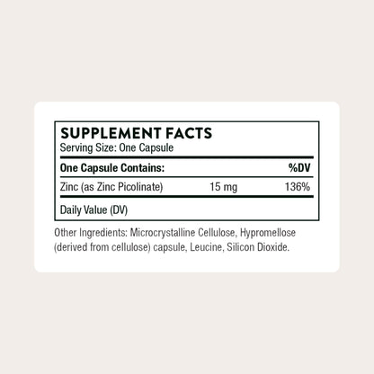 THORNE - Zinc Picolinate 15mg - Highly Absorbable Zinc Supplement - Supports Wellness, Immune System, Eye, Skin, and Reproductive Health* - Gluten-Free, Soy-Free, Dairy-Free - 60 Capsules - Maple Wellness Supplements