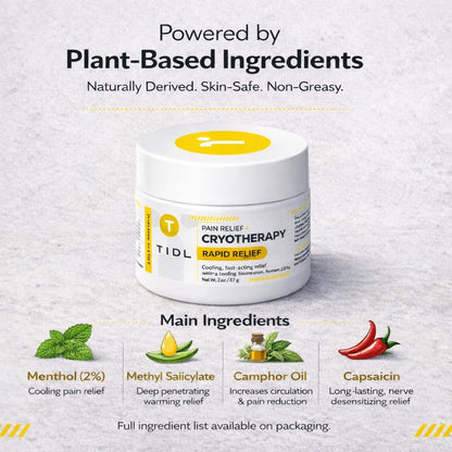 TIDL Cryotherapy Pain Relief Cream, 3 Oz, Targeted Neck Pain, Joint & Muscle Pain Relief with Organic, Plant-Based Menthol, Instant Cooling for Sport & Post Workout Full Body Recovery - Maple Wellness Supplements