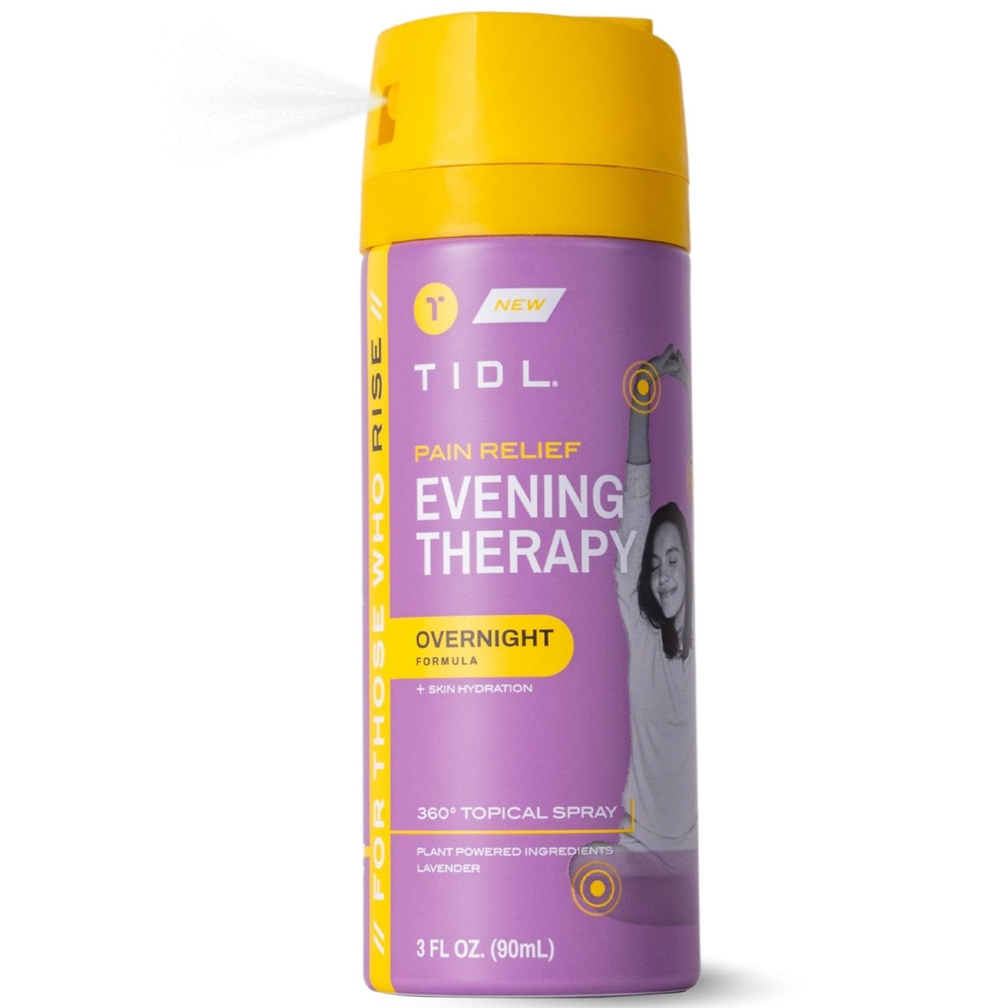TIDL - Evening Therapy Pain Relief Spray - Fast-Acting Relief for Lower Back, Knee, Muscle & Joint Pain - Nighttime Relaxation & Skin Hydration - Lavender, Topical, Plant-Based Menthol (3oz, 1-Pack) - Maple Wellness Supplements