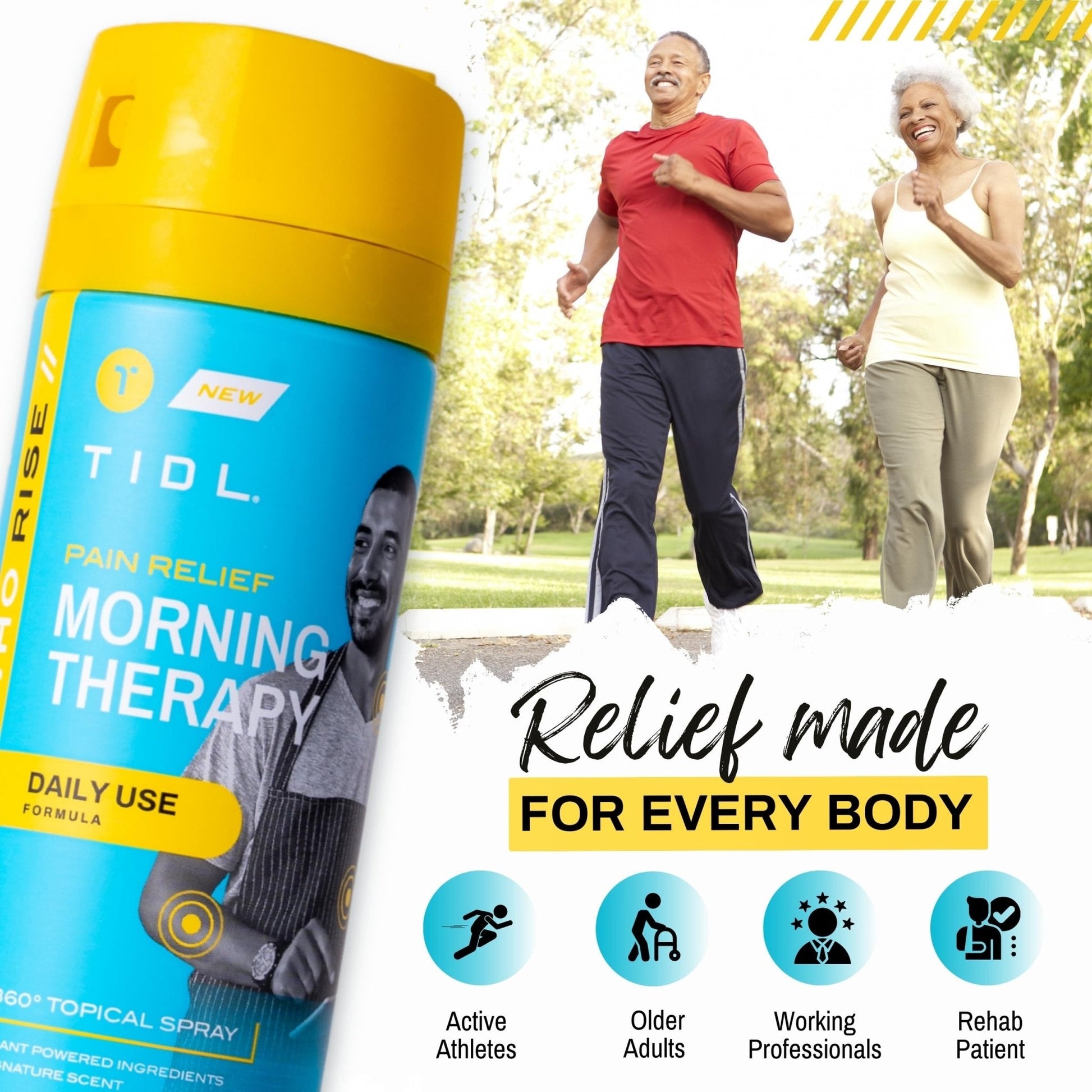 TIDL Pain Relief Spray, 3 Oz, Refreshing Morning Therapy for Muscle, Joint & Neck Pain Relief, Energizing, Plant-Based Menthol & Camphor Pain Reliever, Quick Drying Formula - Maple Wellness Supplements