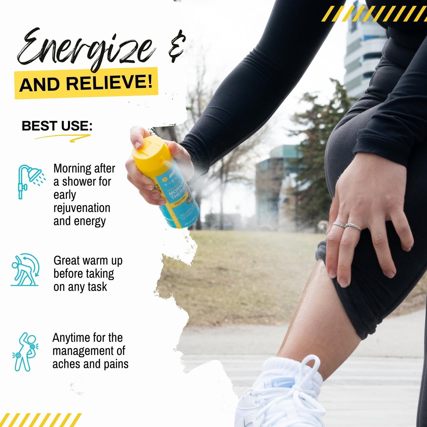 TIDL Pain Relief Spray, 3 Oz, Refreshing Morning Therapy for Muscle, Joint & Neck Pain Relief, Energizing, Plant-Based Menthol & Camphor Pain Reliever, Quick Drying Formula - Maple Wellness Supplements