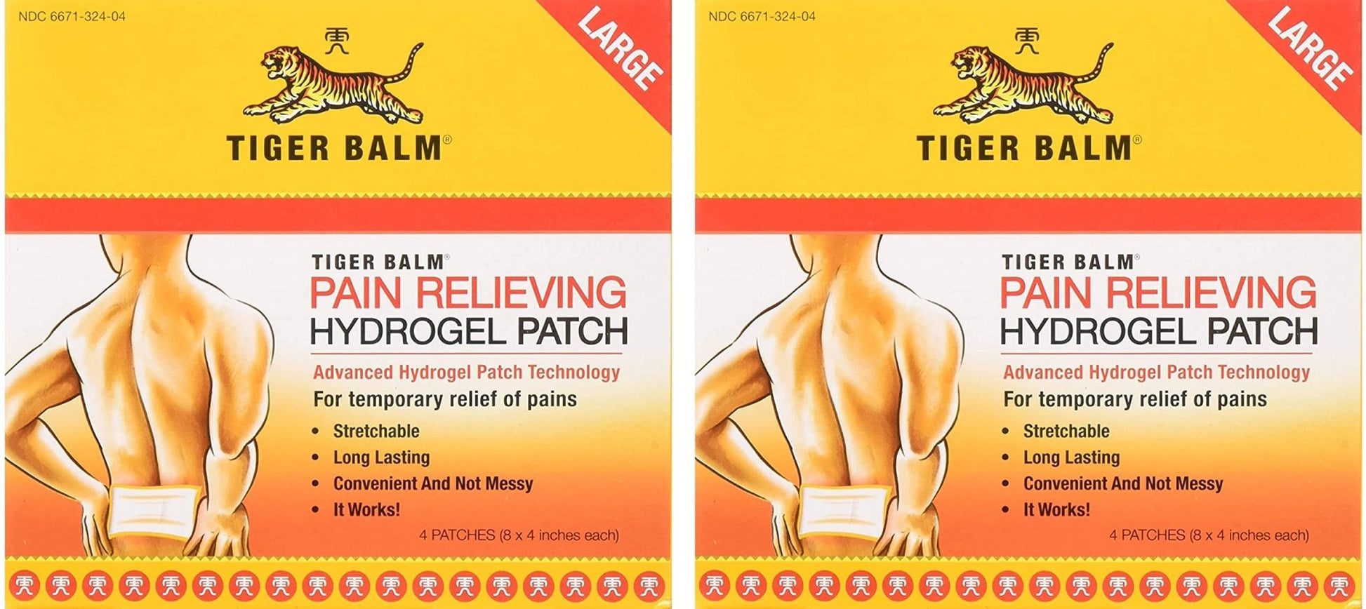 Tiger Balm Pain Relieving Patch, Large 4 Each, 4 Count, Pack of 2 - Maple Wellness Supplements