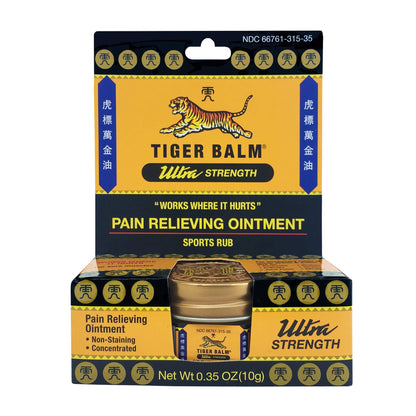 Tiger Balm Pain Relieving Ultra Strength, 10g – Soothing & Ultra Strength Muscle Rub Ointment – Non-Staining Sports Muscle Rub - Maple Wellness Supplements