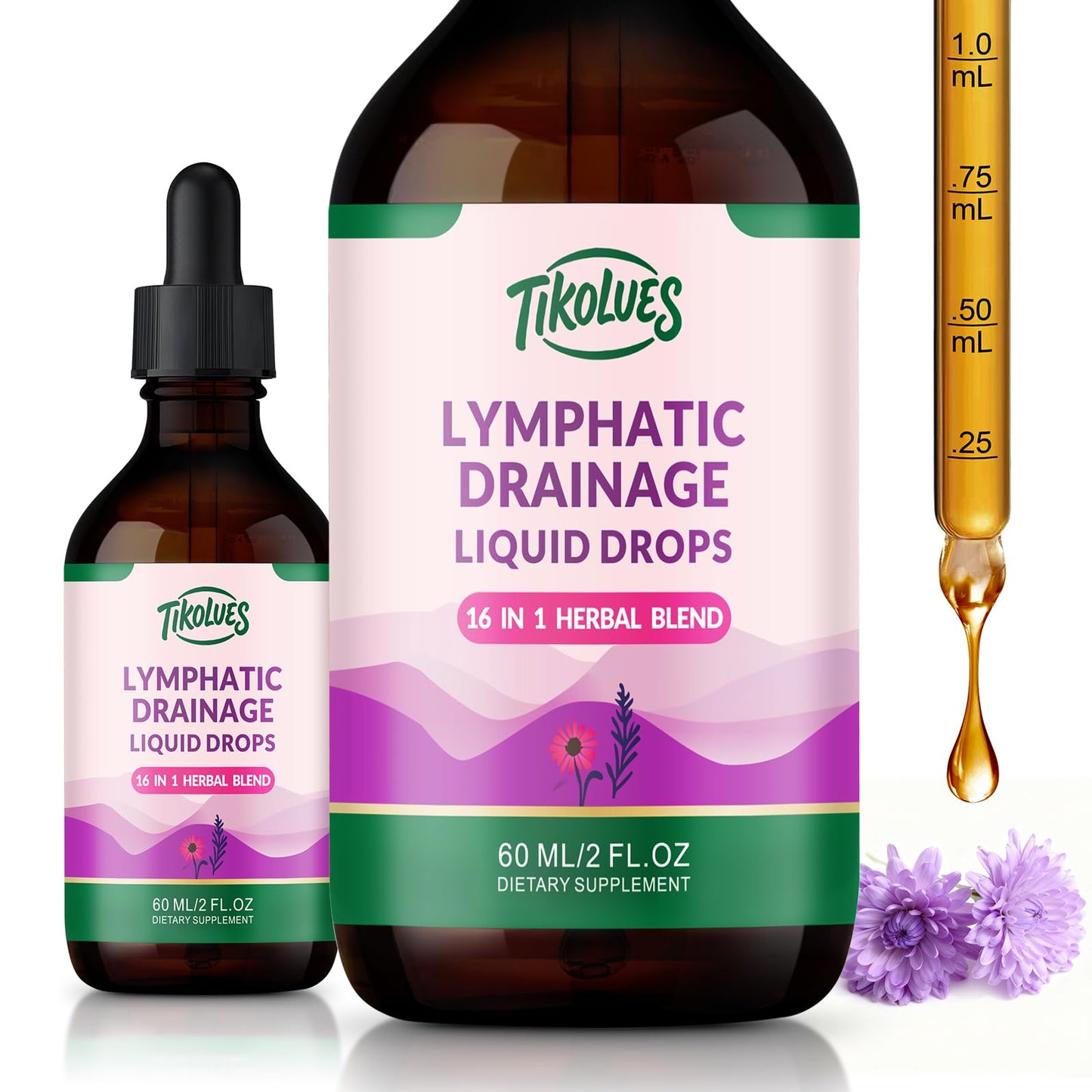 TIKOLUES Lymphatic Drainage Drops | Organic Lymphatic Cleanse Immune Support Supplement | Lymphatic Support with Echinacea & Elderberry | Herbal Blend | Non-GMO | 2 Fl Oz - Maple Wellness Supplements