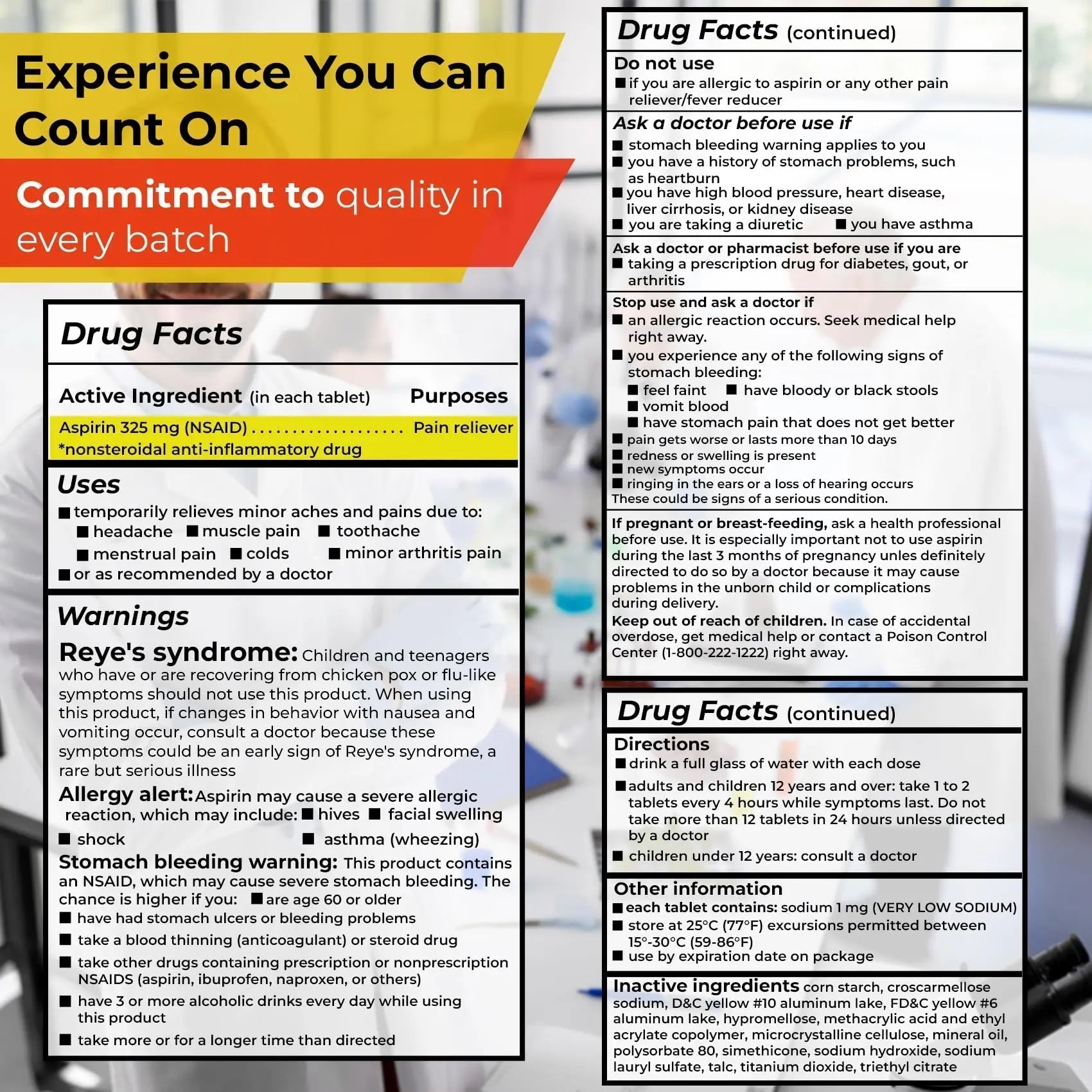 TIME-Cap Labs 1000 Regular Strength Aspirin 325mg – Delayed Release Enteric Coated Tablets for Minor Aches and Pains, NSAID Pain Reliever & Fever Reducer for Adults and Children 12 Years and Older - Maple Wellness Supplements