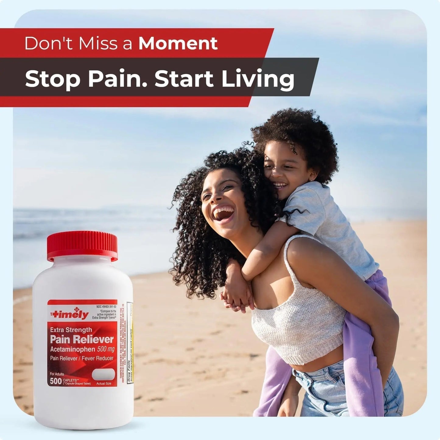 TIME-Cap Labs 500 Caplets Extra Strength Acetaminophen 500mg - Pain Reliever & Fever Reducer for Adults, Helps with Headaches, Backaches, Muscle Pain, Toothaches, Arthritis & Menstrual Cramps - Maple Wellness Supplements