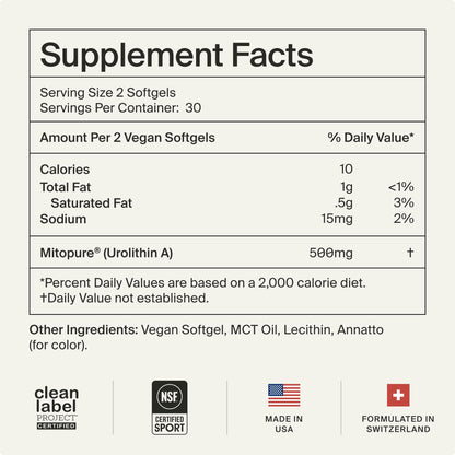 Timeline Mitopure Urolithin A Supplement Softgels - Clinically Proven Support for Healthy Aging and Cellular Renewal - Maple Wellness Supplements