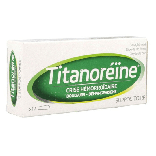 Titanoreine hemorrhoidal crisis - 12 suppositories - JOHNSON & JOHNSON - Maple Wellness Supplements