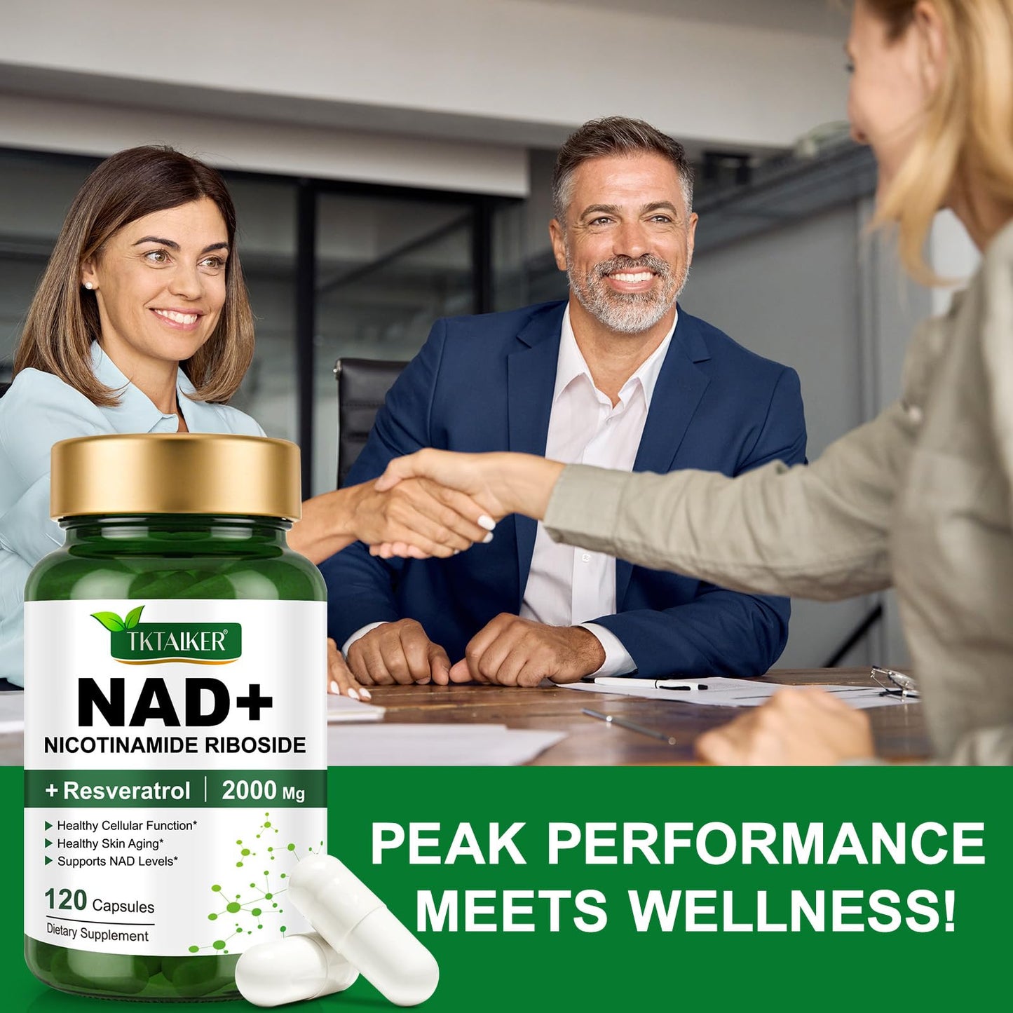 TKTALKER NAD Supplement 2000 Mg - 120 Capsules True NAD & Resveratrol, NMN Alternative Liposomal NAD+ for Women & Men, Support Cellular Health - Maple Wellness Supplements