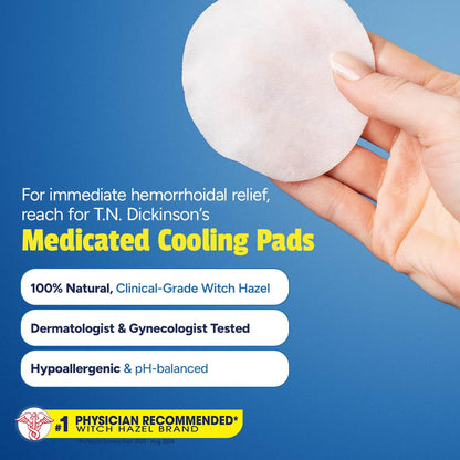 T.N. Dickinson’s Medicated Cooling Pads with Witch Hazel and Aloe | Hemorrhoid Treatment, Postpartum Care, Feminine & Rectal Relief | 100 Rounds - Maple Wellness Supplements