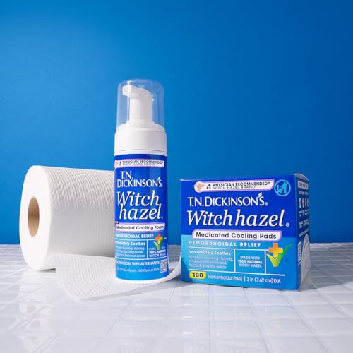 T.N. Dickinson’s Medicated Cooling Pads with Witch Hazel and Aloe | Hemorrhoid Treatment, Postpartum Care, Feminine & Rectal Relief | 100 Rounds - Maple Wellness Supplements