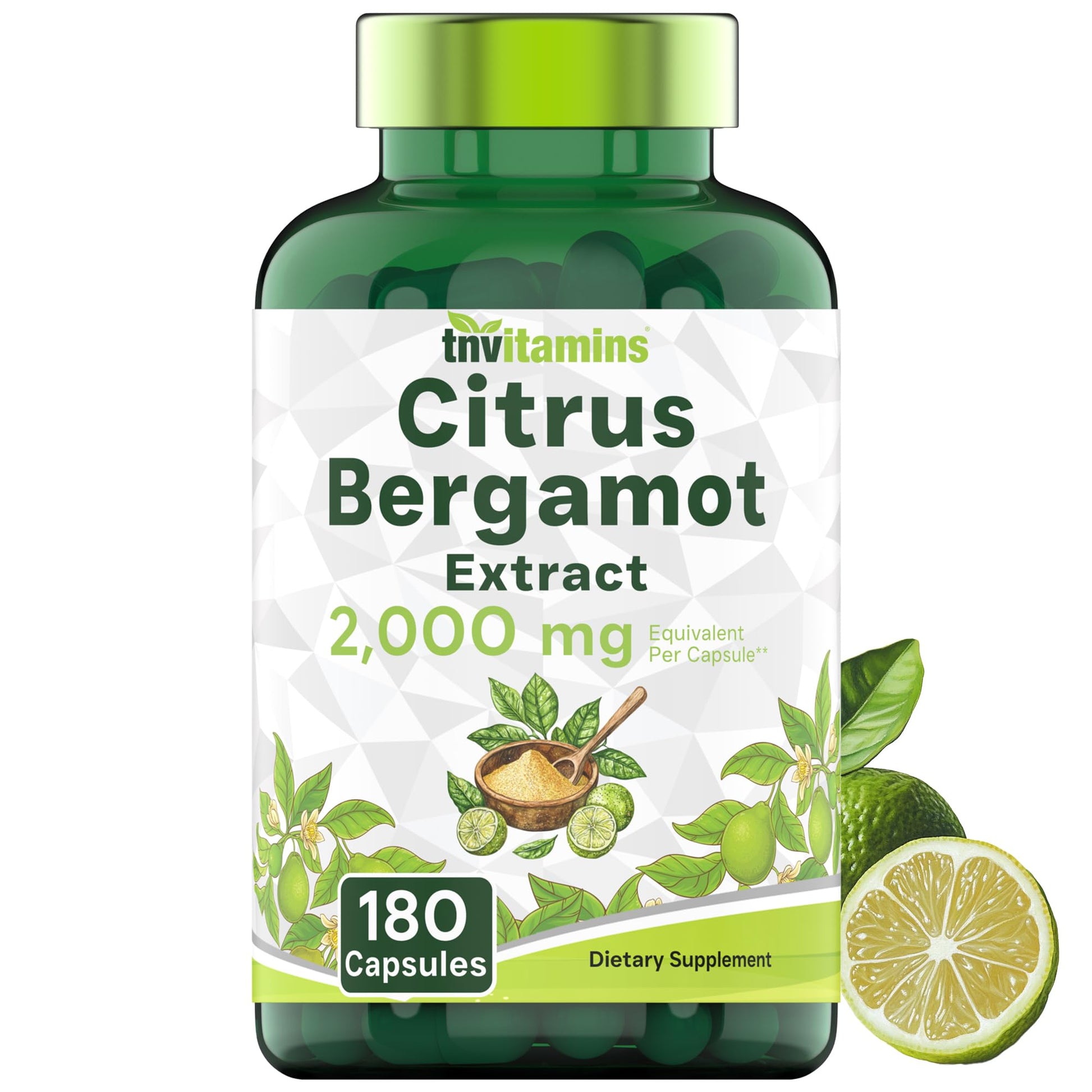 tnvitamins Citrus Bergamot 2000mg - 180 Capsules | Ultra Potent Citrus Bergamot Supplement 2000 mg Per 1 Capsule Serving - Maple Wellness Supplements