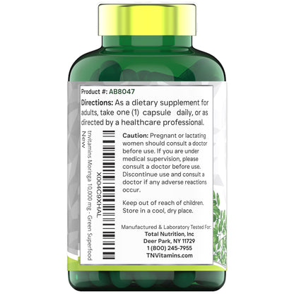 tnvitamins Moringa Capsules 10,000 mg - 120 Capsules | High Potency Moringa Leaf Extract Superfood Supplement for Energy - Maple Wellness Supplements