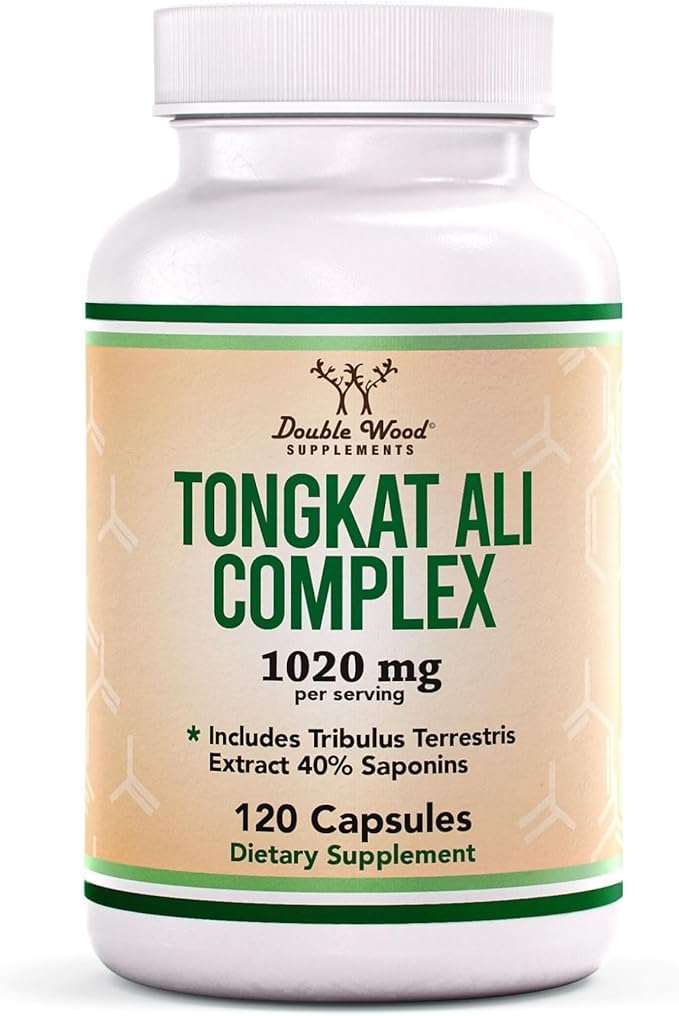 Tongkat Ali Extract - Ultra High Potency 200:1 - for Men (Longjack) Eurycoma Longifolia, 1000mg per Serving, 120 Capsules - with 20mg Tribulus Terrestris - Maple Wellness Supplements