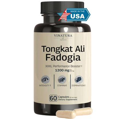 Tongkat Ali Fadogia Agrestis - 1200mg, Enhanced with Nitric Oxide Booster Supplement, Longjack Tongkat Ali for Men, - Maple Wellness Supplements