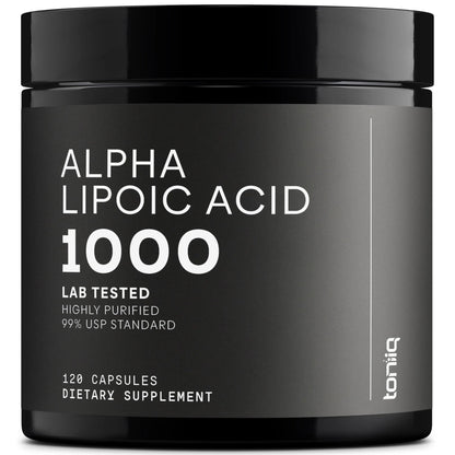 Toniiq 1000mg Ultra High Strength Alpha Lipoic Acid Capsules - Highly Purified 99%+ USP Standard - 120 Capsules ALA Supplement - Maple Wellness Supplements
