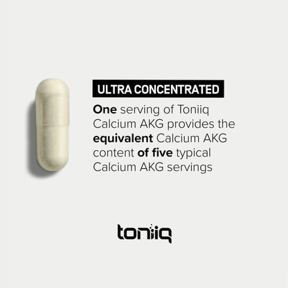 Toniiq 1500mg Ultra High Purity Ca AKG Supplement - 99%+ Highly Purified and Bioavailable Calcium Alpha-Ketoglutarate - Calcium AKG Longevity Supplement - 120 Ca-AKG Vegetarian Capsules - Maple Wellness Supplements