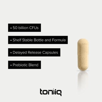 Toniiq 50 Billion CFU Lactobacillus Reuteri Probiotic 50mg per Serving - L Reuteri Probiotics - Highest CFU Count Lactobacillus Reuteri Probiotic - 60 Vegetarian Capsules - 60 Servings - Maple Wellness Supplements