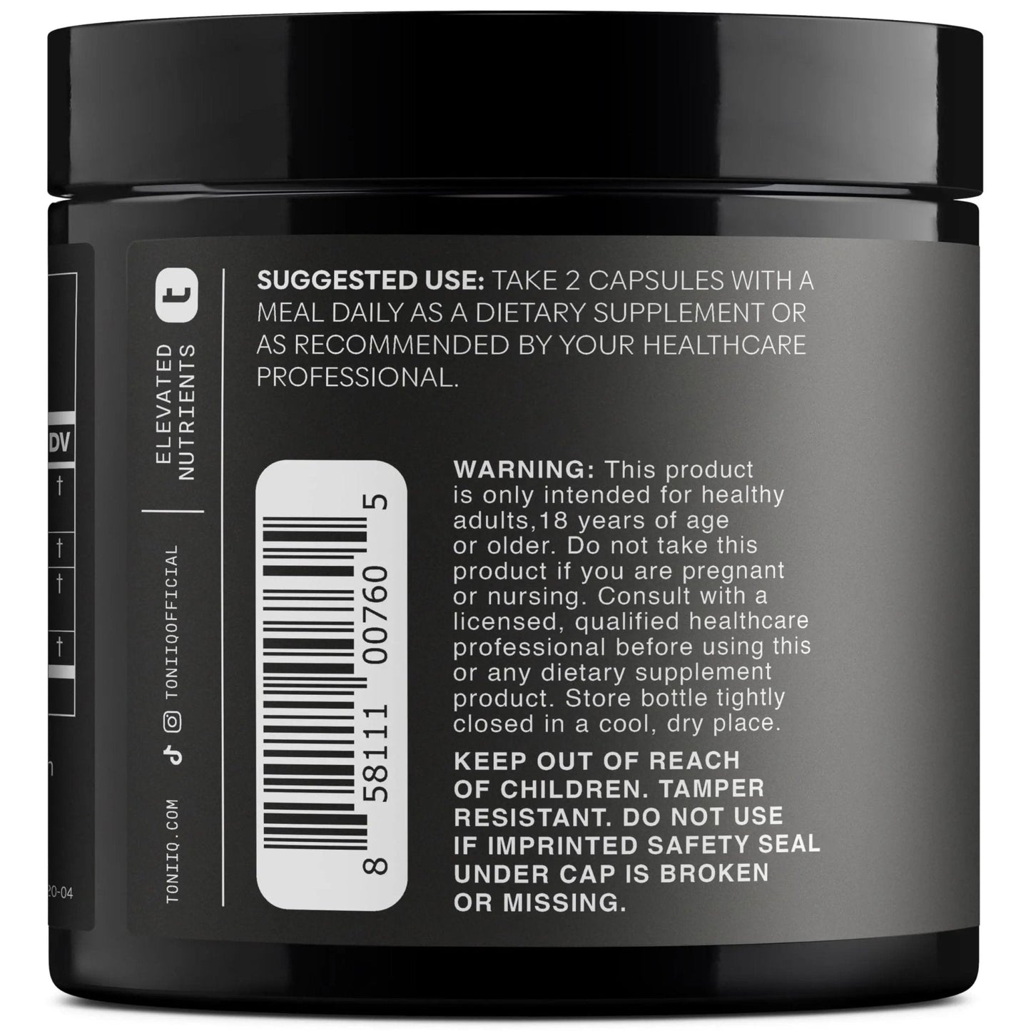 Toniiq Ashwagandha – 40:1 Concentrated Extract – 25% Withanolides – Wild Harvested in India – Highly Bioavailable with Black Pepper – Third-Party Tested – 120 Capsules - 1,300mg per Serving - Maple Wellness Supplements