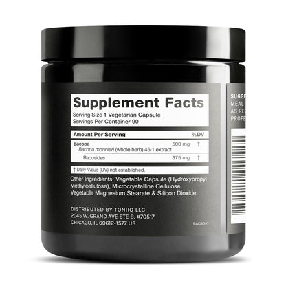 Toniiq Bacopa - Ultra High Potency 45:1 Extract with 75% Bacosides - Highly Concentrated - Third-Party Lab Tested - 90 Capsules - Maple Wellness Supplements