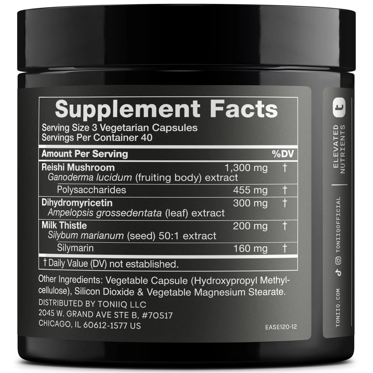 Toniiq Ease with DHM - Full Liver Support for a Night Out - 120 Capsules - 50x Super Concentrated Extract - Maple Wellness Supplements