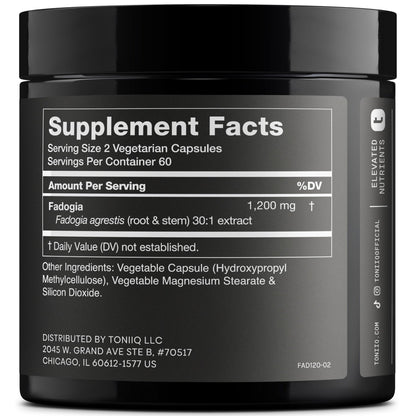 Toniiq Fadogia Agrestis - Ultra High Potency 30:1 Extract - 1200mg Per Serving - Highly Concentrated - Third-Party Lab Tested - 120 Capsules - Maple Wellness Supplements