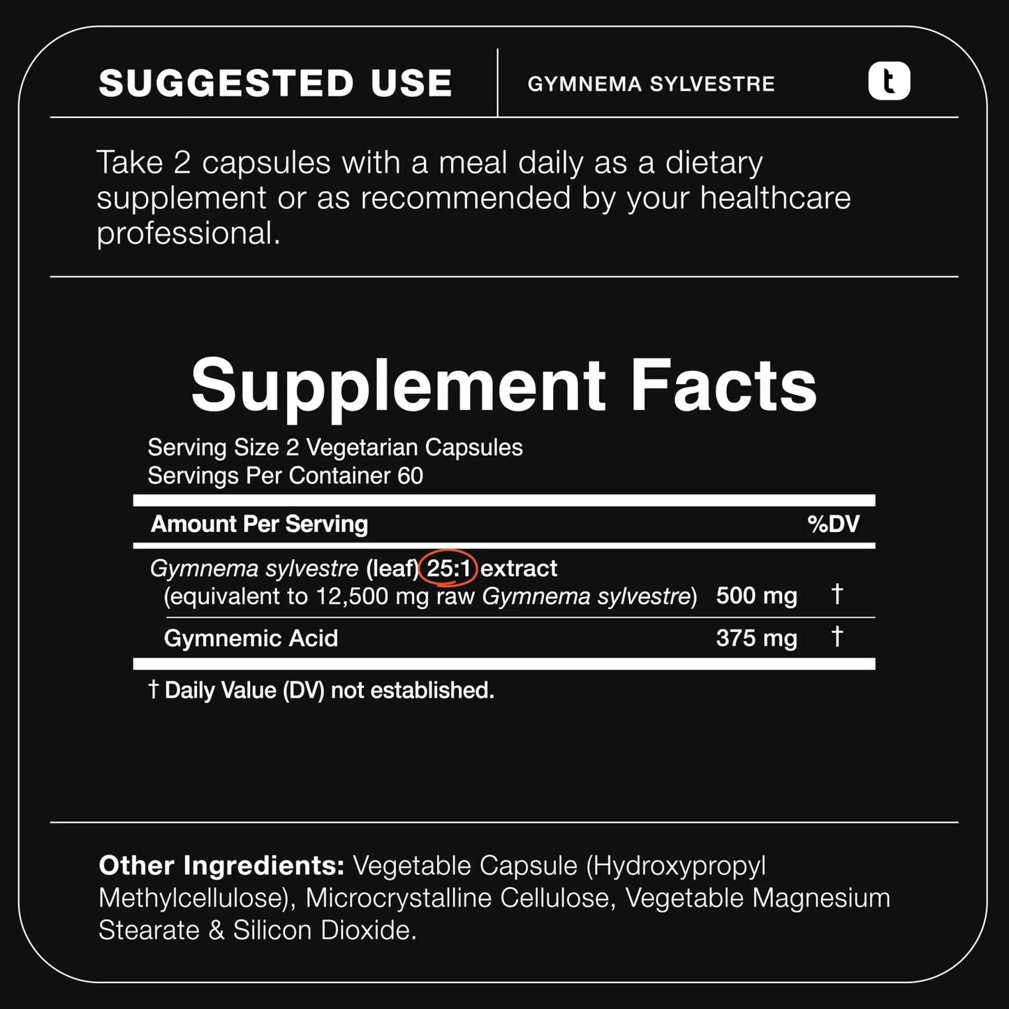 Toniiq Gymnema Sylvestre – Ultra High Potency 25:1 Extract Standardized to 75% Gymnemic Acids – 500mg Clinical Dose – Triple-Tested Purity – 120 Vegan Capsules - Maple Wellness Supplements