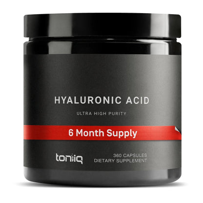 Toniiq Hyaluronic Acid Supplements – Lab Tested 95% Ultra High Purity – Fermented and Bioavailable with Vitamin C – Third Party Lab Tested – 360 Capsules - Maple Wellness Supplements