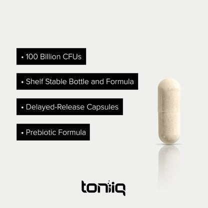 Toniiq Lactobacillus Plantarum – 100 Billion CFU High-Strength Single-Strain Probiotic with FOS – Delayed-Release Veggie Capsules – Third-Party Tested Potency – 60 Capsules - Maple Wellness Supplements