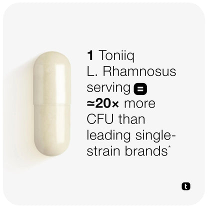 Toniiq Lactobacillus Rhamnosus – Ultra High Strength 100B CFU with Prebiotic FOS – Delayed Release Capsules – Third-Party Lab Tested – 60 Capsules - Maple Wellness Supplements