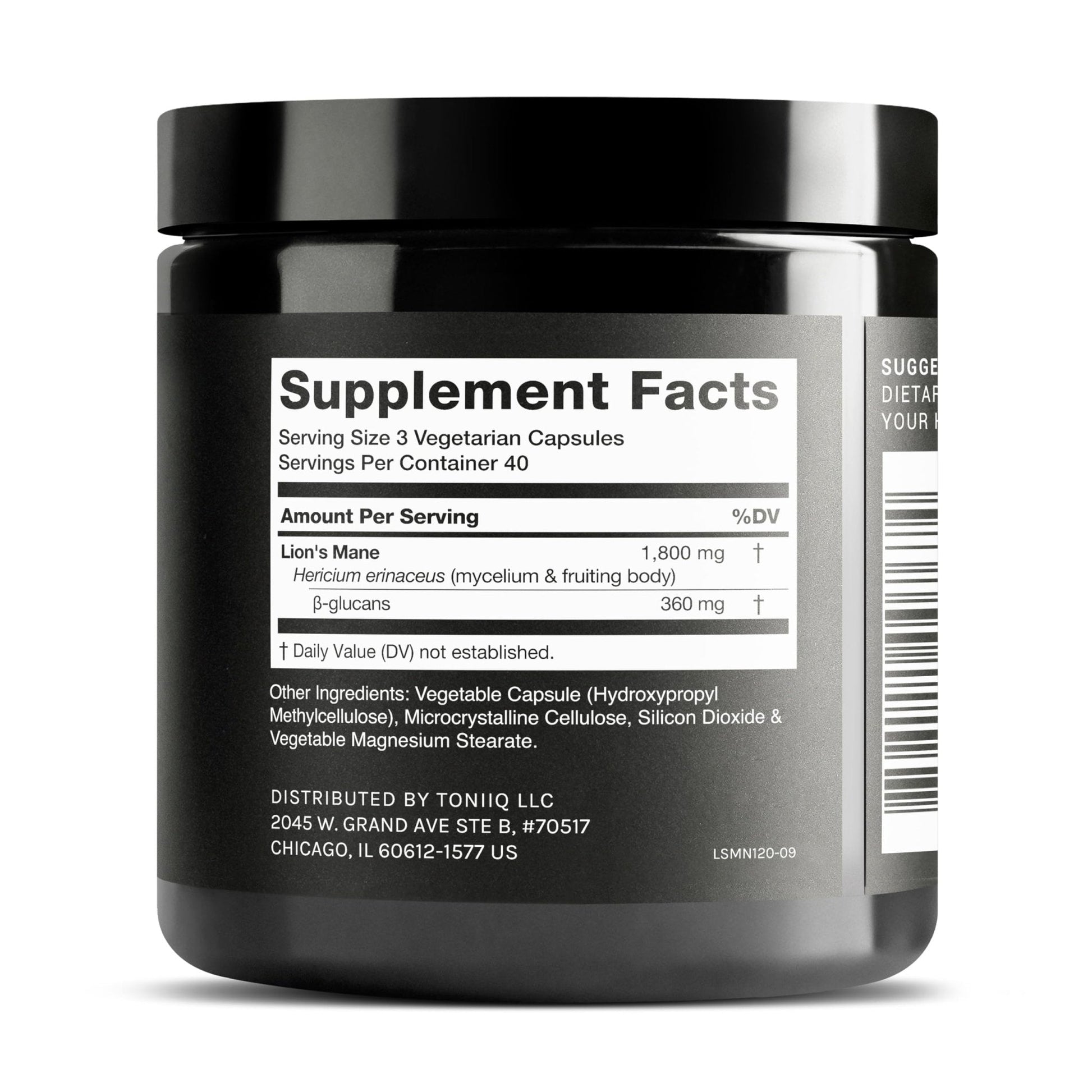 Toniiq Lion’s Mane - Ultra High Potency 10:1 Extract with 30% Polysaccharides - Highly Concentrated & Bioactive - Third-Party Lab Tested - 120 Capsules - Maple Wellness Supplements
