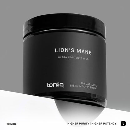Toniiq Lion’s Mane - Ultra High Potency 10:1 Extract with 30% Polysaccharides - Highly Concentrated & Bioactive - Third-Party Lab Tested - 120 Capsules - Maple Wellness Supplements