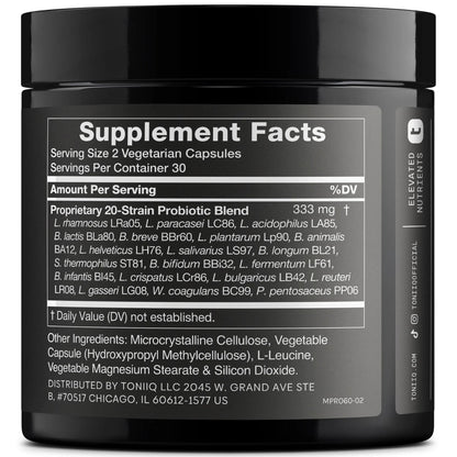 Toniiq Mens Probiotic with 20 Verified Strains – 200 Bilion CFU + 200mg FOS Prebiotic – Mens Probiotics for Gut Health - Cold-Chain & Delayed-Release – Lab-Tested Synbiotic Formula - Maple Wellness Supplements