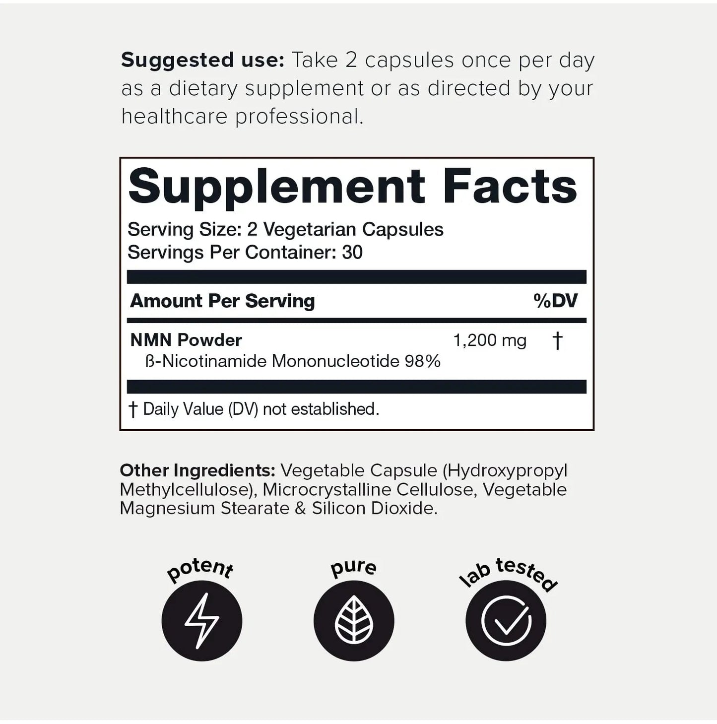 Toniiq NMN Supplement 1200mg - Third Party Tested Stabilized Capsules - 98% Highly Purified for NAD + - 60 Capsules Nicotinamide Mononucleotide Booster Supplement - Maple Wellness Supplements