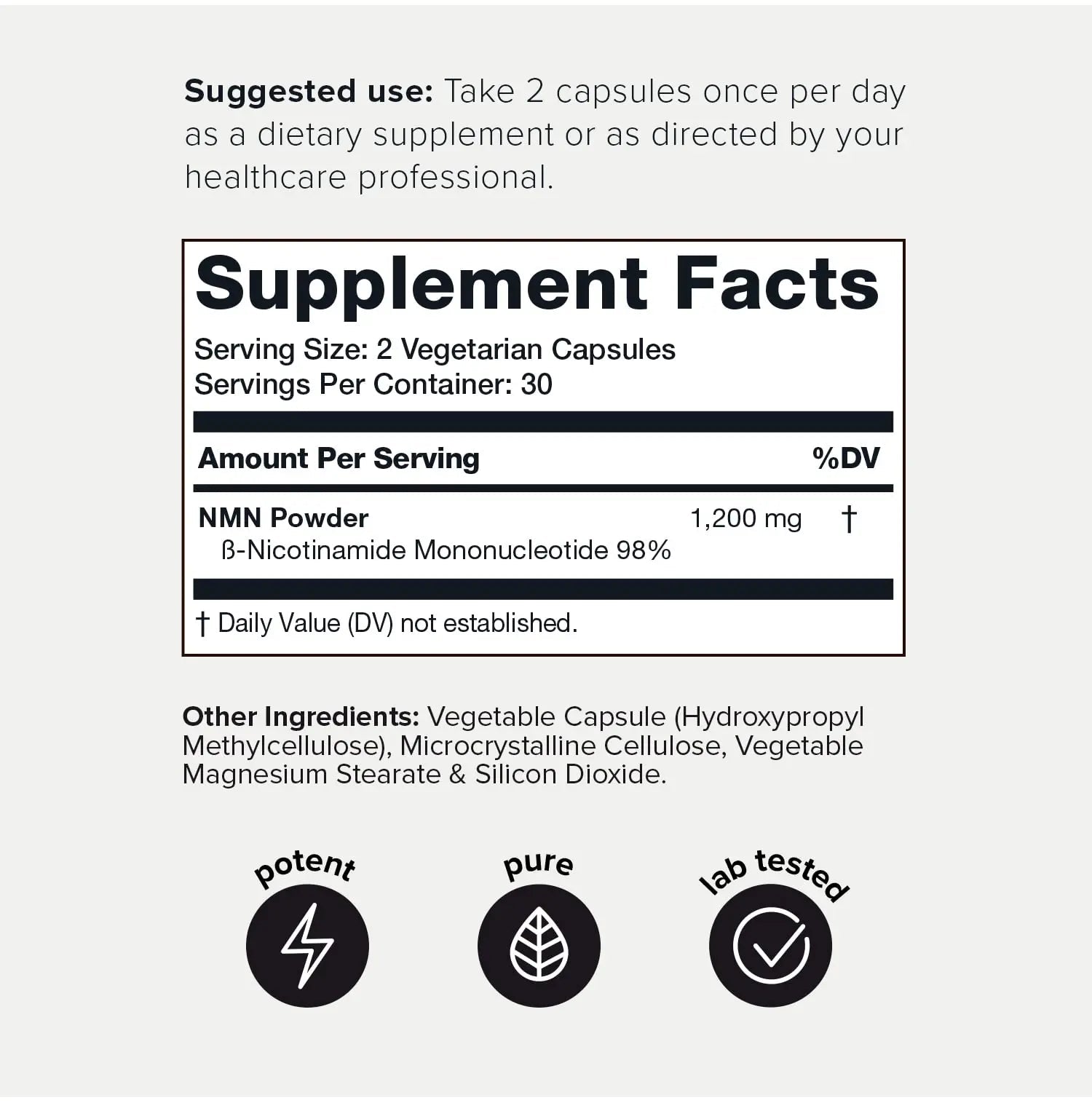 Toniiq NMN Supplement 1200mg - Third Party Tested Stabilized Capsules - 98% Highly Purified for NAD + - 60 Capsules Nicotinamide Mononucleotide Booster Supplement - Maple Wellness Supplements