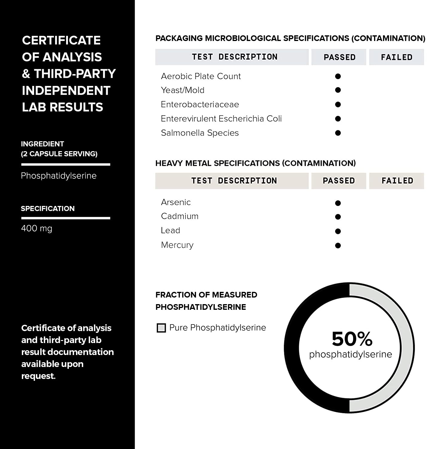Toniiq Phosphatidylserine - 400mg Formula - World’s First 50% Purity - Highest Purity in the US - Soy Free Phosphatidylserine Supplement - Maple Wellness Supplements