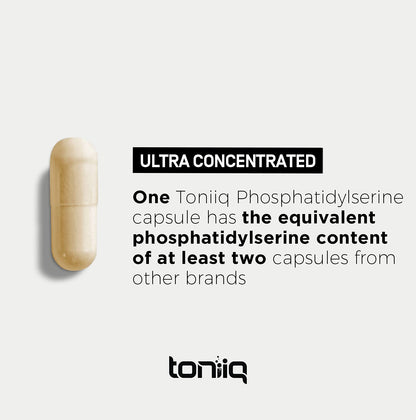 Toniiq Phosphatidylserine - 400mg Formula - World’s First 50% Purity - Highest Purity in the US - Soy Free Phosphatidylserine Supplement - Maple Wellness Supplements