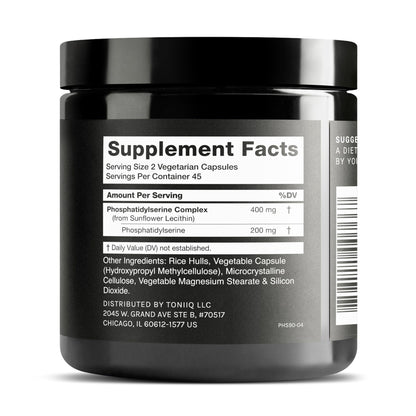 Toniiq Phosphatidylserine - 400mg Formula - World’s First 50% Purity - Highest Purity in the US - Soy Free Phosphatidylserine Supplement - Maple Wellness Supplements