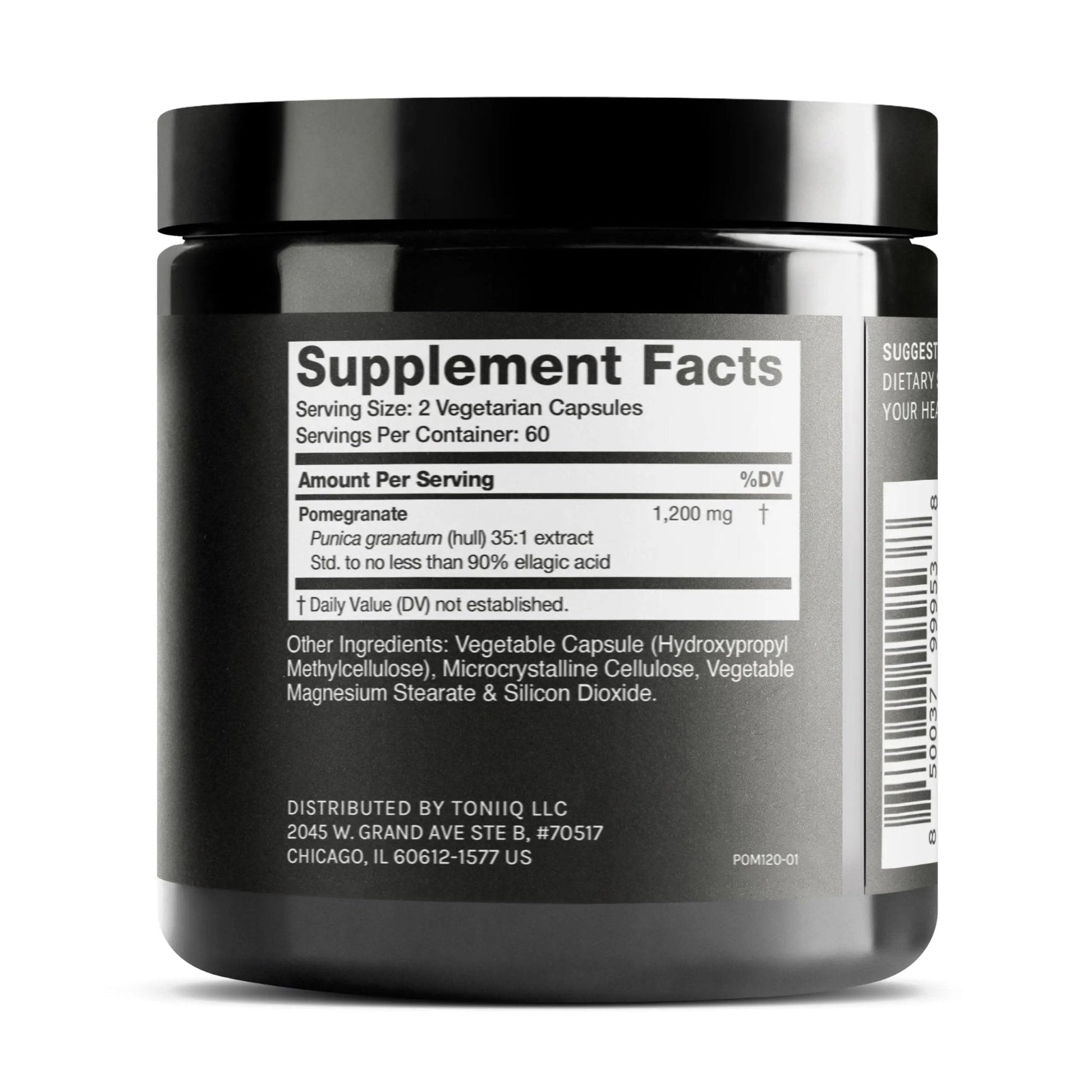 Toniiq Pomegranate Extract - Ultra High Potency 35:1 Extract with 90% Ellagic Acid - Highly Concentrated - Third-Party Lab Tested - 120 Capsules - Maple Wellness Supplements