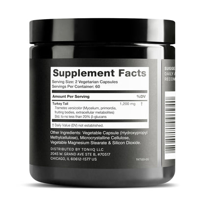 Toniiq Turkey Tail Mushroom Capsules - Ultra High Potency with 20% Beta Glucans - Highly Concentrated - Third-Party Lab Tested - 120 Capsules - Maple Wellness Supplements