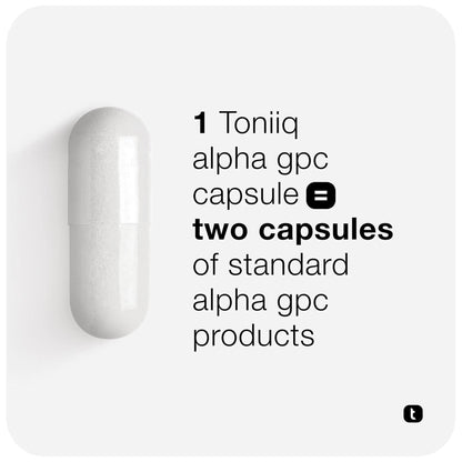 Toniiq Ultra High Purity Alpha GPC Capsules - 600mg Concentrated Formula - 90%+ Highly Purified and Bioavailable Nootropic - 120 Capsules Alpha GPC Supplement - Maple Wellness Supplements
