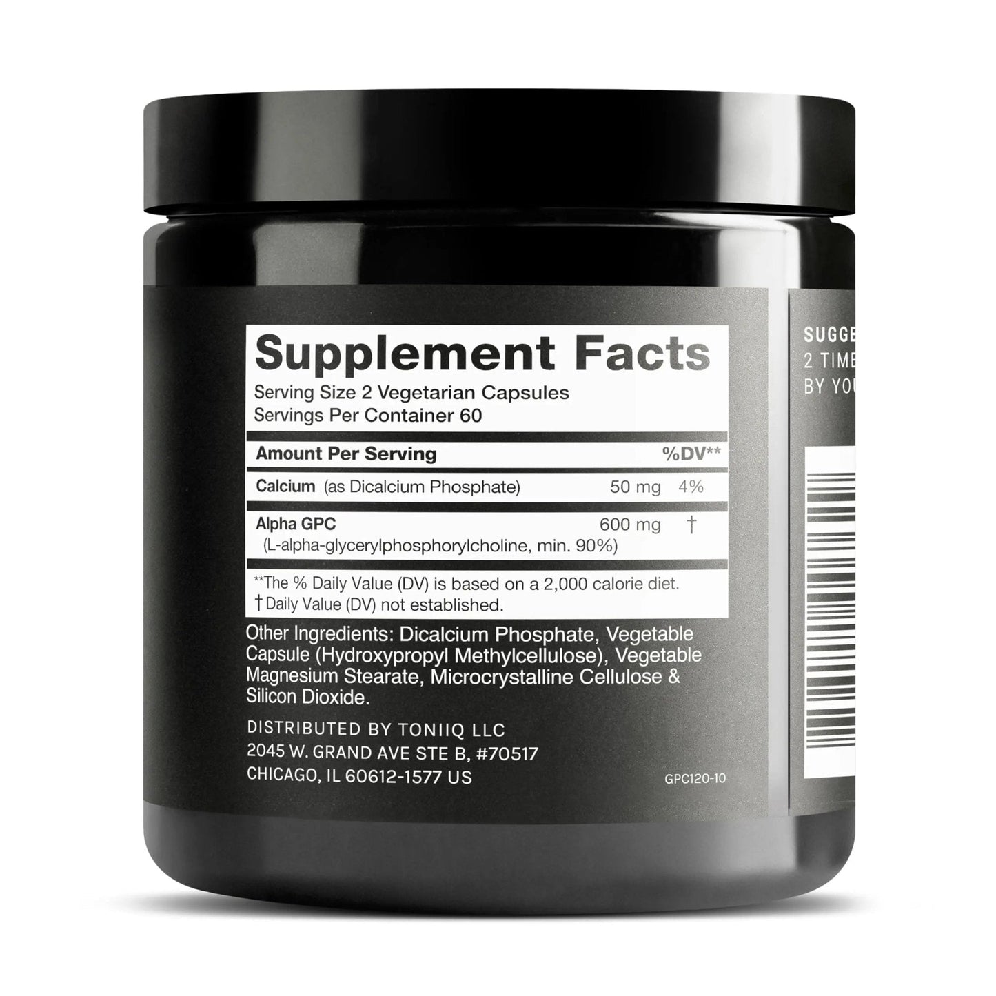 Toniiq Ultra High Purity Alpha GPC Capsules - 600mg Concentrated Formula - 90%+ Highly Purified and Bioavailable Nootropic - 120 Capsules Alpha GPC Supplement - Maple Wellness Supplements