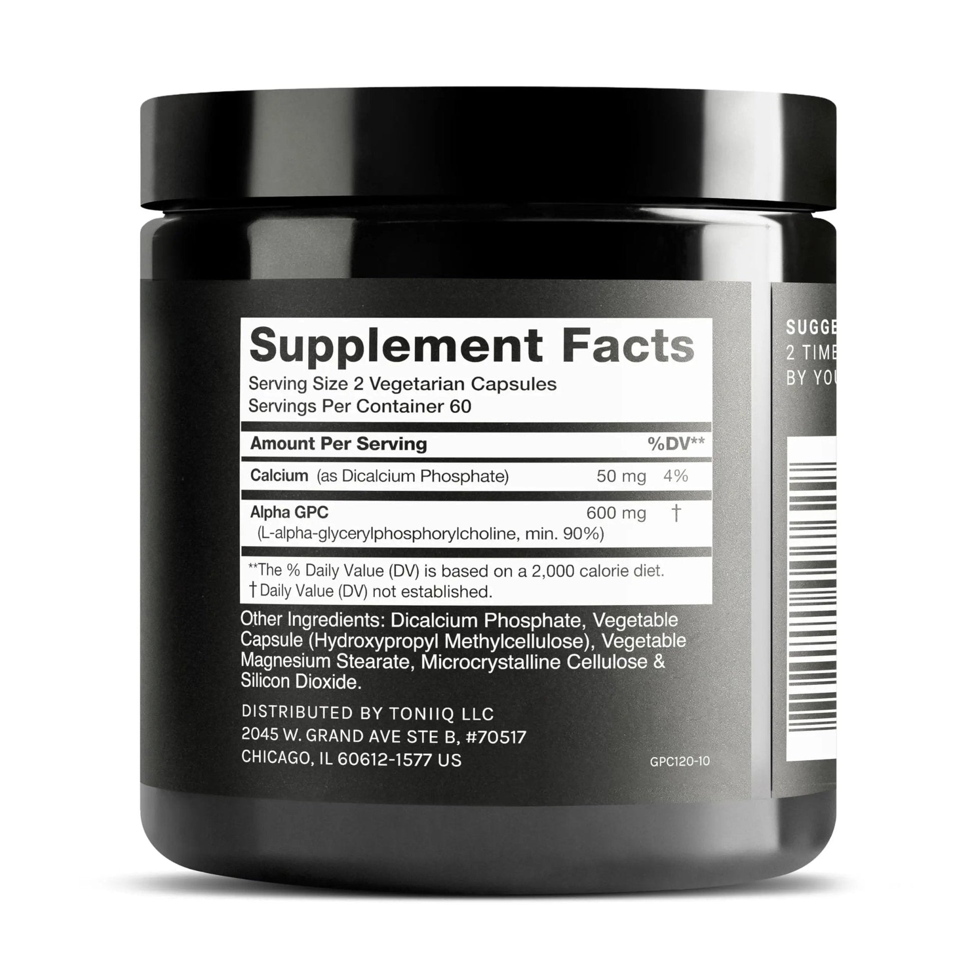 Toniiq Ultra High Purity Alpha GPC Capsules - 600mg Concentrated Formula - 90%+ Highly Purified and Bioavailable Nootropic - 120 Capsules Alpha GPC Supplement - Maple Wellness Supplements