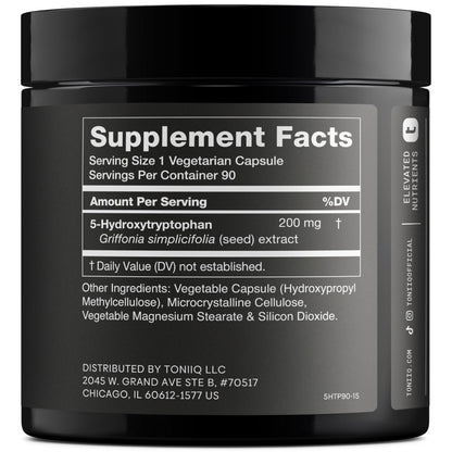 Toniiq Ultra High Strength 5HTP Capsules - 99%+ Highly Purified and Bioavailable - 12:1 Concentrated Extract - 200mg - 90 Veggie Capsules - Maple Wellness Supplements
