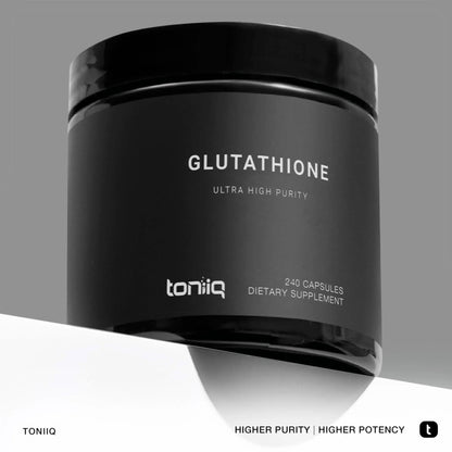 Toniiq Ultra High Strength Glutathione Capsules - 1000mg Concentrated Formula - 98%+ Highly Purified and Bioavailable - Non-GMO Fermentation - 240 Capsules Reduced Glutathione Supplement - Maple Wellness Supplements