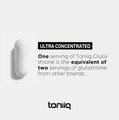 Toniiq Ultra High Strength Glutathione Capsules - 1000mg Concentrated Formula - 98%+ Highly Purified and Bioavailable - Non-GMO Fermentation - 240 Capsules Reduced Glutathione Supplement - Maple Wellness Supplements