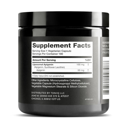 Toniiq Ultra High Strength Liposomal Apigenin - 100mg Formula - Highly Bioavailable for Superior Absorption - 180 Vegetarian Capsules - Maple Wellness Supplements