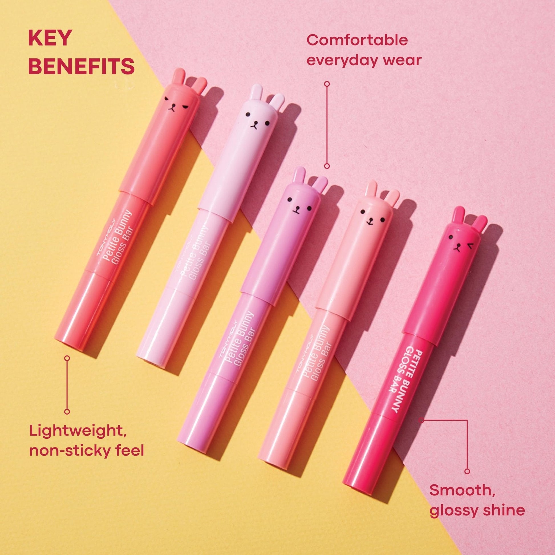 TONYMOLY Petit Bunny Lip Gloss – Easter Basket Stuffer, Cute Bunny Lip Crayon, Hydrating Korean Lip Gloss with Vitamin E for Soft, Juicy Cherry - Maple Wellness Supplements