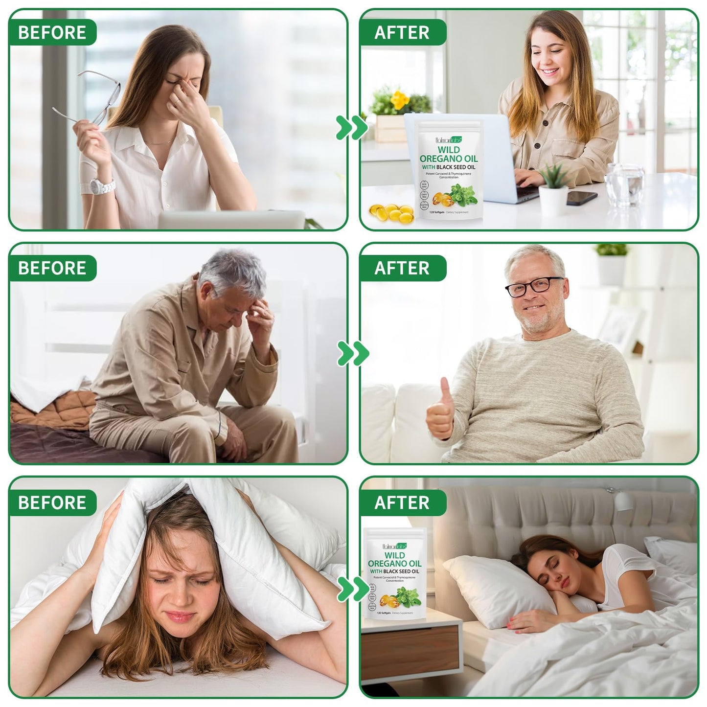 Tooffi Oil of Oregano Softgels,Oregano Oil Capsules Organic,2-in-1 6000mg Oil of Oregano with Black Seed Oil 200mg,Oregano Oil - Maple Wellness Supplements