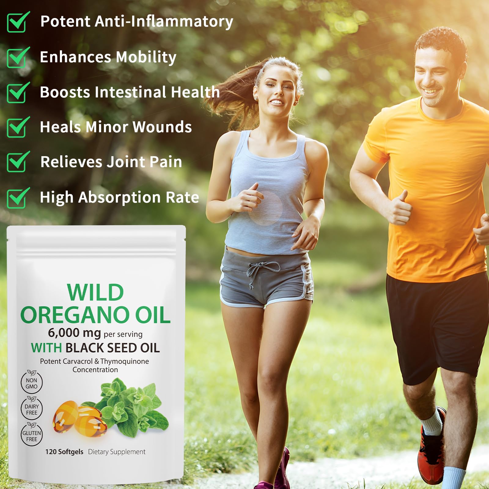 Tooffi Oil of Oregano Softgels,Oregano Oil Capsules Organic,2-in-1 6000mg Oil of Oregano with Black Seed Oil 200mg,Oregano Oil - Maple Wellness Supplements